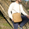 Sac épaule couleur nature en liège pour homme