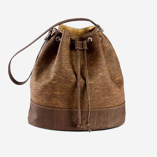 Sac épaule marron tronc en liège pour femme