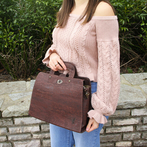 Sac épaule marron en liège pour femme