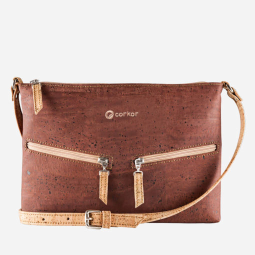 Petit sac épaule rouge brique en liège pour femme
