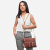 Petit sac épaule rouge brique en liège pour femme