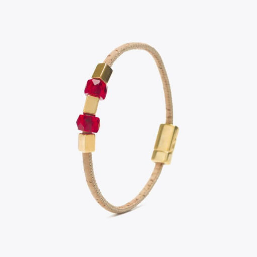 Bracelet rouge en liège pour femme