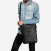 Sac épaule noir en liège pour homme