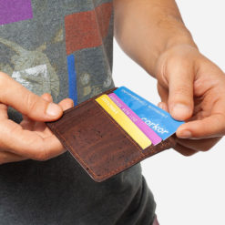 Porte carte marron en liège pour homme
