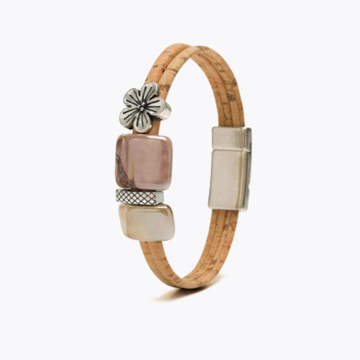 Bracelet argenté en liège pour femme